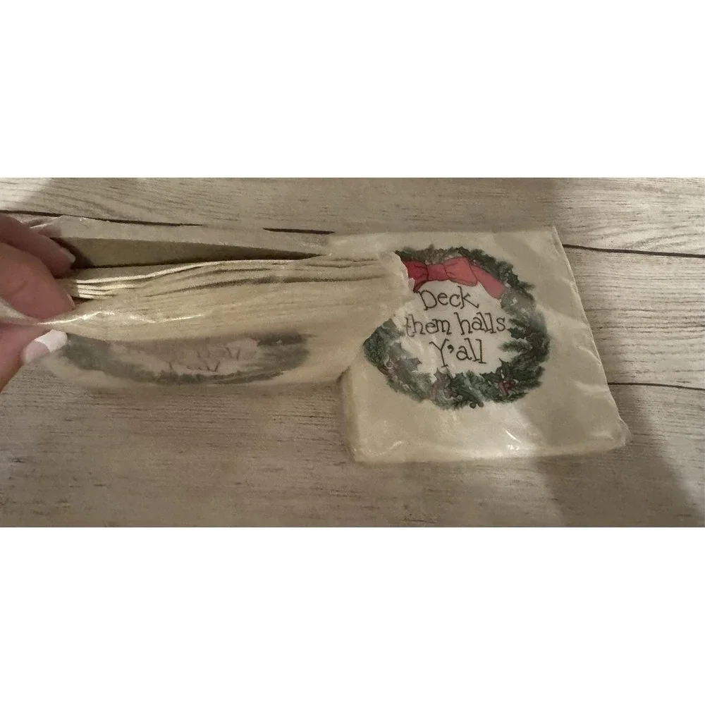 2 pks Vintage 'Deck Them Halls Y'all' Beverage Npkins 2 Ply Junk Art Journal TbC